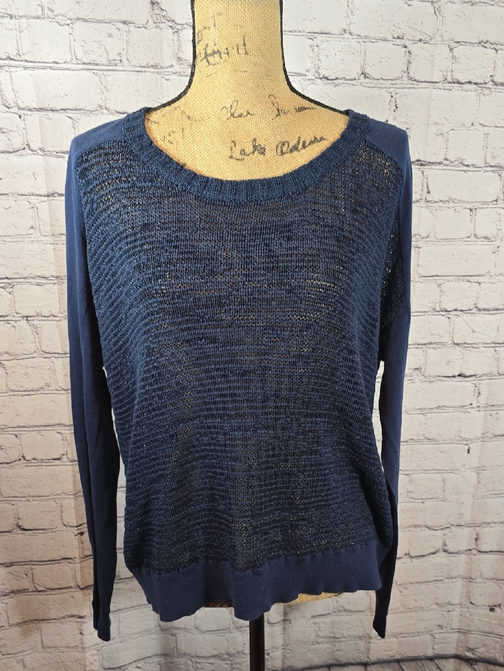 BCBGeneration Navy Mixed-Knit Pullover Sweater Size M/L
